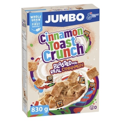 General Mills Cinnamon Toast Crunch Breakfast Cereal, Jumbo Size, Whole Grains 830 g, $1.57/100g