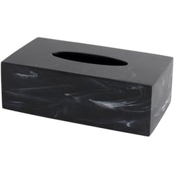 Tissue Box Holder, Polyresin, Black Marble Effect
