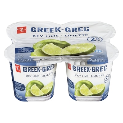 President's Choice Key Lime 2% M.F. Greek Yogurt  4x100.0 g, $1.05/100g