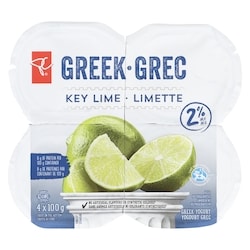President's Choice Key Lime 2% M.F. Greek Yogurt - 4x100.0 g