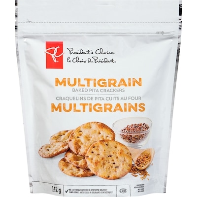 President's Choice Multigrain Baked Pita Crackers 142 g, $1.94/100g