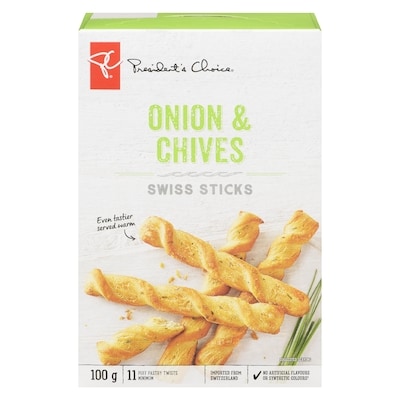 President's Choice Onion & Chives Swiss Sticks 100 g, $2.00/100g