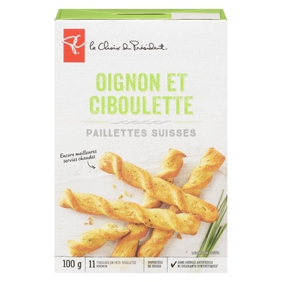 le Choix du Président Paillettes suisses, oignon et ciboulette   100 g, 3,49 $/100g