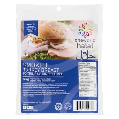 One World Halal Smoked Turkey Breast 175 g, $3.59/100g
