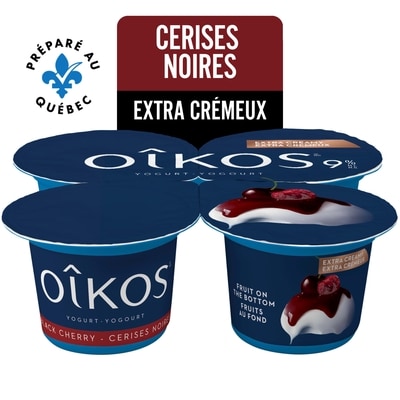Oikos Yogourt grec, extra crémeux, saveur cerise noir, 9% M.G., fruits au fond 4x95.0 g, 0,97 $/100g