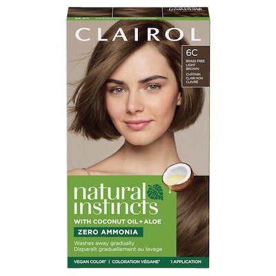 Clairol Natural Instincts 6C Châtain Clair Non Cuivré, Coloration demi-permanente sans ammoniaque 1 ea, 9,00 $/1ch