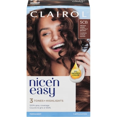 Clairol Nice'n Easy 5CB Medium Warm Chestnut Brown, Permanent Hair Dye, Superior Natural Looking Colour 1 ea, $8.74/1ea