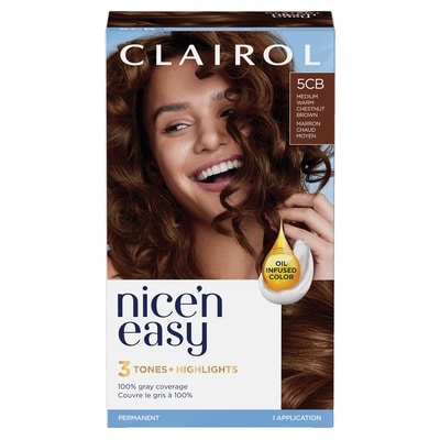 Clairol Nice'n Easy 5CB Marron Chaud Moyen, Coloration permanente, Couleur d'aspect naturel supérieur 1 ea, 9,00 $/1ch