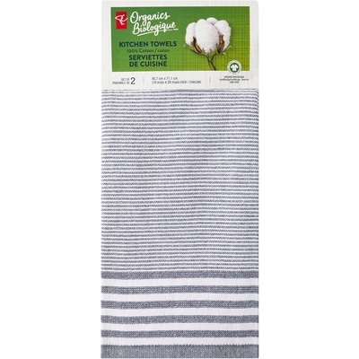 le Choix du Président President's Choice Serviettes de cuisine tissées en coton biologique, ensemble de 2, bleu 1 ea, 10,00 $/1ch