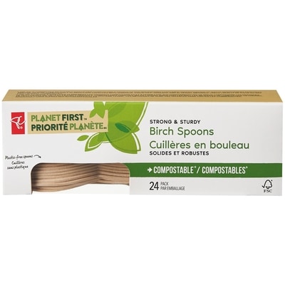 President's Choice Planet First Birch Spoons  24 ea, $0.12/1ea