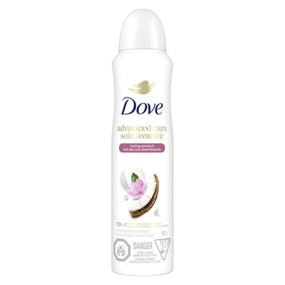 Dove Advanced Care Dry Spray Antiperspirant Caring Coconut Scent 107 g, $9.34/100g