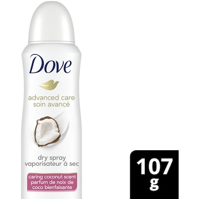 Dove Advanced Care Dry Spray Antiperspirant Caring Coconut Scent 107 g, $7.48/100g