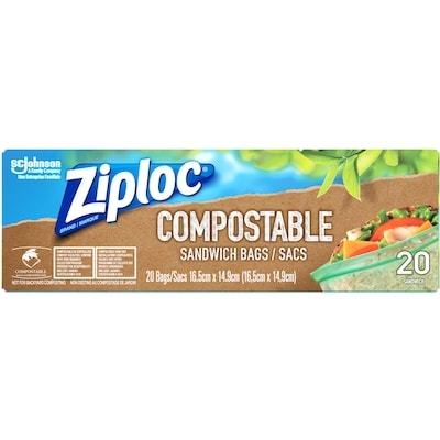 Ziploc Compostable Food Storage Sandwich Bag 20 ea, $0.37/1ea