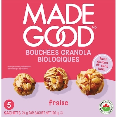 Made Good Bouchée granola Fraise 24 g, 16,62 $/100g