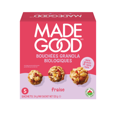 Made Good Bouchée granola Fraise Boîte de 5 sachets 24 g, 16,62 $/100g