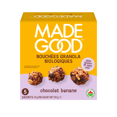Made Good Bouchée granola Chocolat banane 24 g, 16,62 $/100g