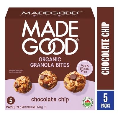 Made Good Bouchée granola Pépites de chocolat Boîte de 5 sachets 24 g, 16,62 $/100g