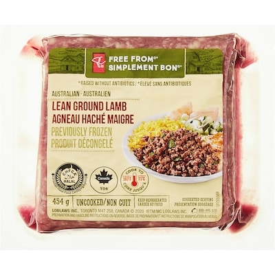 President's Choice Free From Australian Lean Ground Lamb 454 g, $3.30/100g
