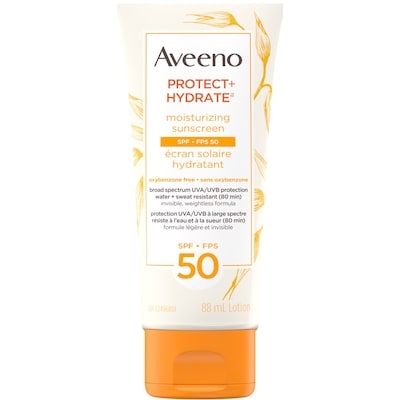 Aveeno Protect + Hydrate Moisturizing Sunscreen SPF 50 88 ml, $21.59/100ml