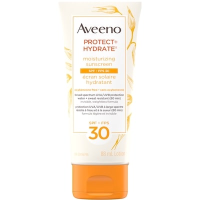 Aveeno Protect + Hydrate Moisturizing Sunscreen SPF 30 88 ml, $22.73/100ml