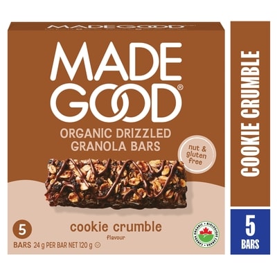 Made Good Barres granola avec filet de chocolat Croustillant de biscuits Boîte de 5 barres 120 g, 3,33 $/100g