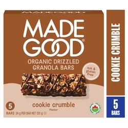 Made Good Barres granola avec filet de chocolat Croustillant de biscuits Boîte de 5 barres 120 g, 3,33 $/100g