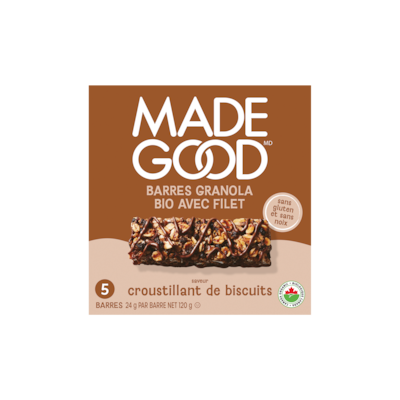 Made Good Barres granola avec filet de chocolat Croustillant de biscuits Boîte de 5 barres 120 g, 3,33 $/100g