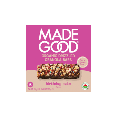 Made Good Birthday Cake Chocolate Drizzled Granola Bars 5pk 120 g, $3.33/100g