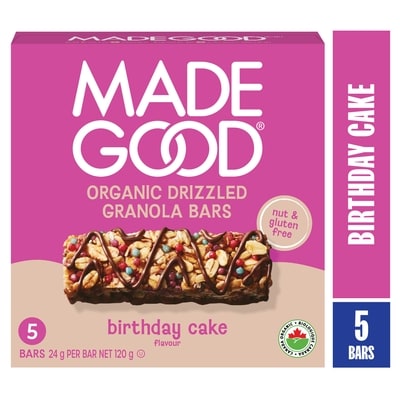 Made Good Birthday Cake Chocolate Drizzled Granola Bars 5pk 120 g, $4.16/100g