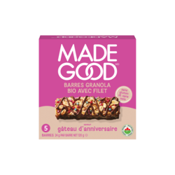 Made Good Barres granola avec filet de chocolat Saveur Gâteau d’anniversaire Boîte de 5 barres 120 g, 3,33 $/100g