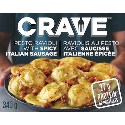 Crave Pesto Ravioli With Spicy Italian Sausage 340 g, $1.03/100g