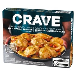 Crave Pesto Ravioli with Spicy Italian Sausage - 340 g | No Frills