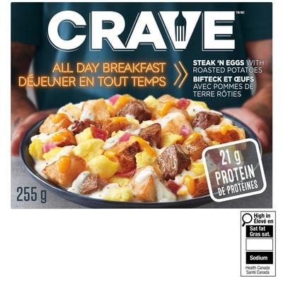 Crave All Day Breakfast Steak 'N Eggs with Roasted Potatoes 255 g, $2.35/100g