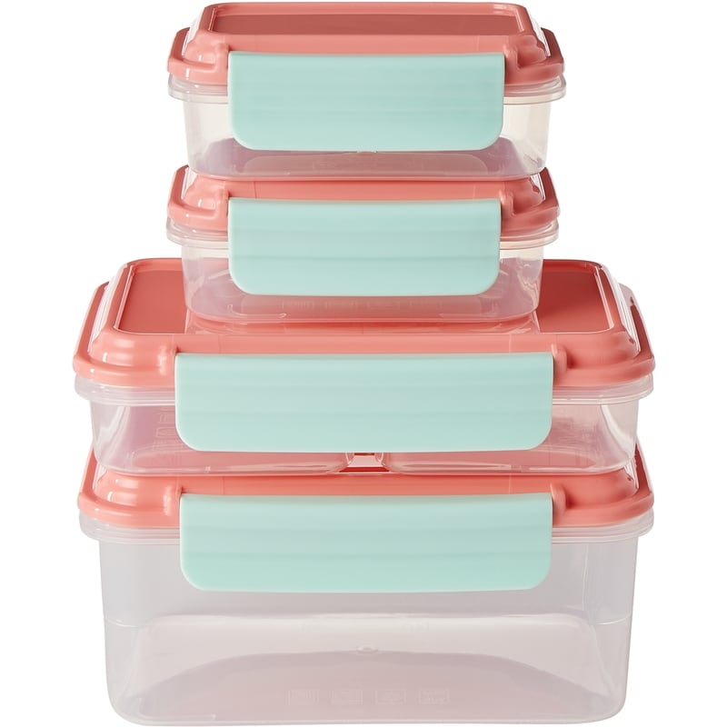 8Pc Nesting Lunch Storage - Mint & Coral