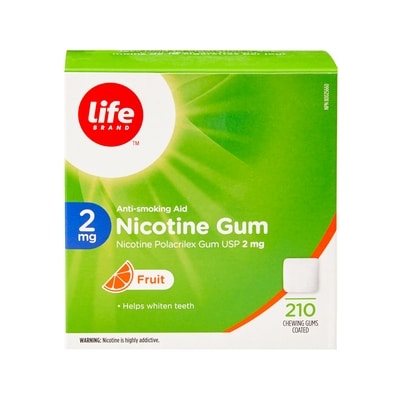 Life Gomme de nicotine à 2 mg à saveur de fruits, 210 gommes enrobées 210 ea, 0,32 $/1ch