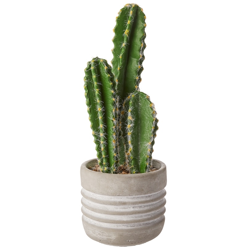 Table Top Faux Cactus Plant in Sand Coloured Ceramic Pot, 15.5 in