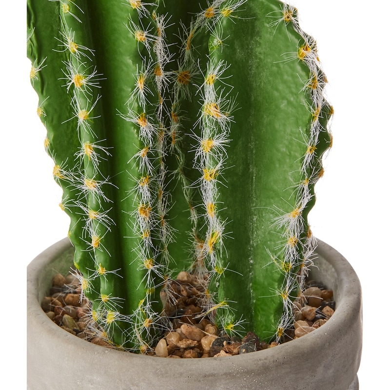 Table Top Faux Cactus Plant in Sand Coloured Ceramic Pot, 15.5 in