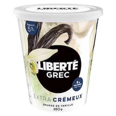 Grec Yogourt Extra crémeux 5 %, Gousse de vanille, Teneur élevée en protéines