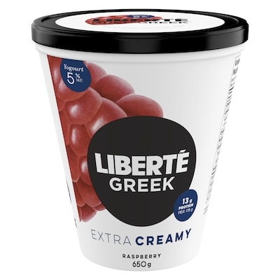 Liberte Greek Raspberry Yogurt 650 g, $1.08/100g