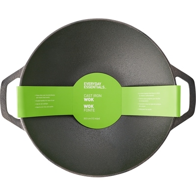 Everyday Essentials Everyday Essentials Cast Iron Wok with Handles, 12 in 1 ea, $20.00/1ea