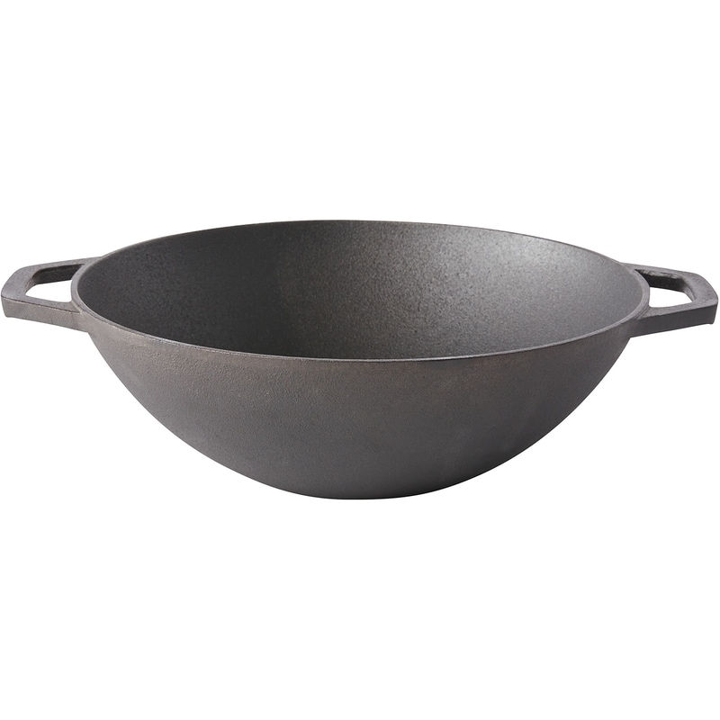 Everyday Essentials Cast Iron Wok with Handles, 12 in