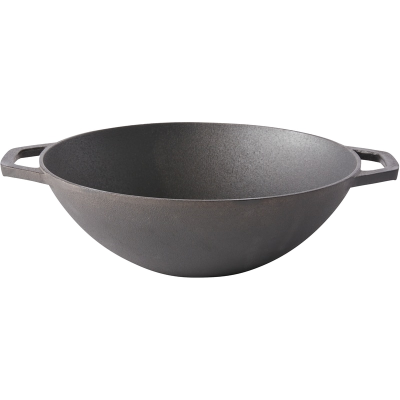 Everyday Essentials Cast Iron Wok with Handles, 12 in