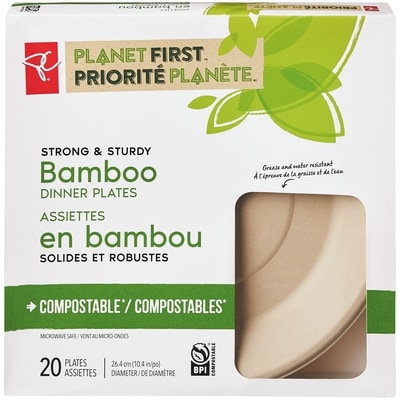 President's Choice Planet First Bamboo Dinner Plates 20 ea, $0.37/1ea
