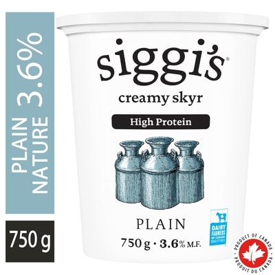 siggi's Plain Skyr Yogurt 3.6% 750 g, $0.87/100g