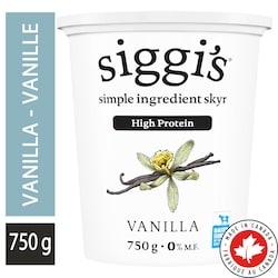 siggi’s Yogourt skyr vanille 0 % 750 g, 0,87 $/100g