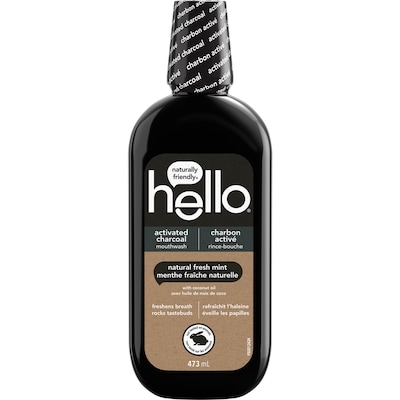 Hello Activated Charcoal Mouthwash, Natural Fresh Mint 473 ml, $1.90/100ml