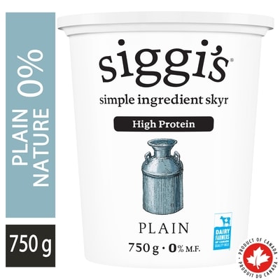siggi's Skyr Yogurt Plain 0% High Protein 750 g, $0.87/100g