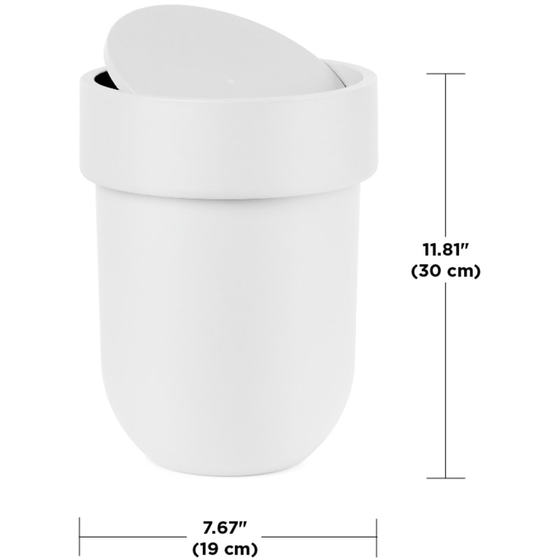 Umbra Touch Trash Can with Lid, 1.6 Gallon (6L), White