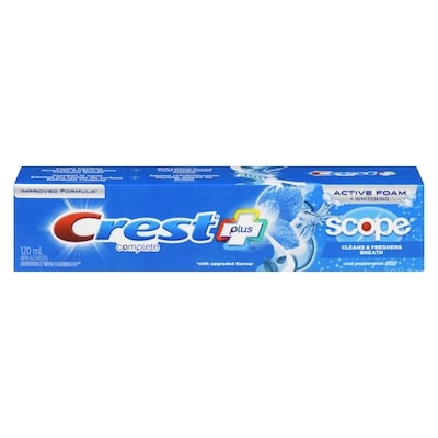 Crest Complete Whitening Plus Scope Cool Peppermint Toothpaste, 120 mL 120 ml, $4.16/100ml