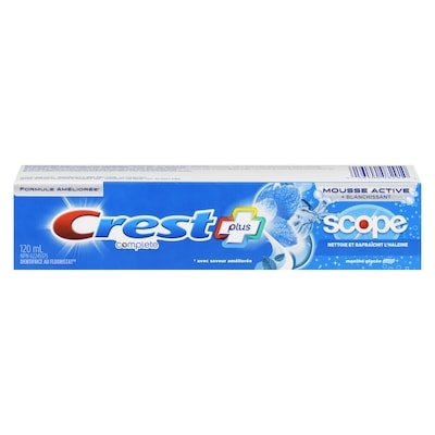 Crest Dentifrice Complete Blanchissant avec Scope, Menthe glacée 120 ml, 4,16 $/100ml